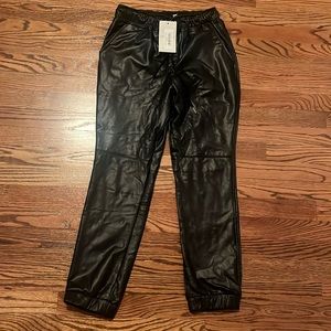 NWT EE:Some Faux Leather Joggers. Size Small